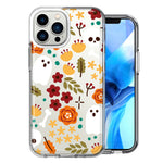 Apple iPhone 15 Pro Max Spooky Season Fall Autumn Flowers Ghosts Skulls Halloween Double Layer Phone Case Cover