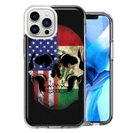 Apple iPhone 14 Pro Max US Mexico Flag Skull Double Layer Phone Case Cover