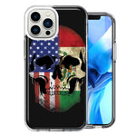 Apple iPhone 14 Pro US Mexico Flag Skull Double Layer Phone Case Cover