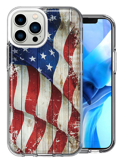 Apple iPhone 14 Pro Max Vintage USA Flag Double Layer Phone Case Cover