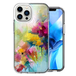 Apple iPhone 15 Pro Max Watercolor Flowers Abstract Spring Colorful Floral Painting Design Double Layer Phone Case Cover