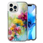 Apple iPhone 15 Pro Max Watercolor Flowers Abstract Spring Colorful Floral Painting Design Double Layer Phone Case Cover