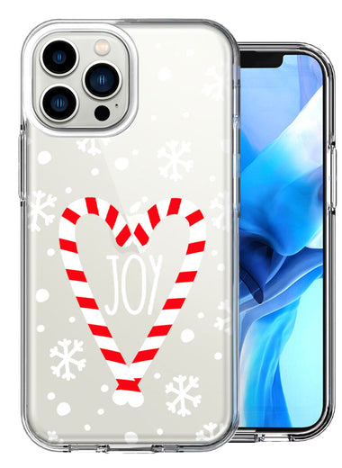 Apple iPhone 13 Pro Max Winter Joy Snow Peppermint Candy Cane Heart Festive Christmas Double Layer Phone Case Cover