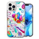 Apple iPhone 14 Pro Bright Colors Rainbow Water Lilly Floral Design Double Layer Phone Case Cover