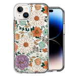 Apple iPhone 14 Feminine Classy Flowers Fall Toned Floral Wallpaper Style Double Layer Phone Case Cover