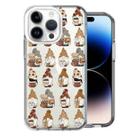 Apple iPhone 14 Pro Cute Morning Coffee Lovers Gnomes Characters Drip Iced Latte Americano Espresso Brown Double Layer Phone Case Cover