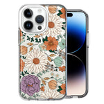Apple iPhone 14 Pro Feminine Classy Flowers Fall Toned Floral Wallpaper Style Double Layer Phone Case Cover