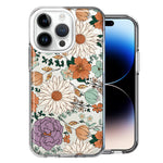 Apple iPhone 15 Pro Feminine Classy Flowers Fall Toned Floral Wallpaper Style Double Layer Phone Case Cover