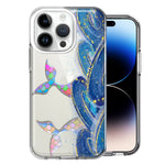 Apple iPhone 14 Pro Rainbow Mermaid Tails Scales Ocean Waves Beach Girls Summer Double Layer Phone Case Cover