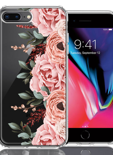 For Apple iPhone 6/7/8 Plus Blush Pink Peach Spring Flowers Peony Rose Phone Case Cover