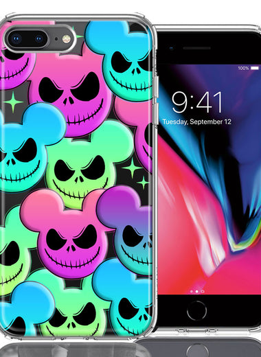 Apple iPhone 7/8 Plus Bright Rainbow Nightmare Skulls Spooky Season Halloween Design Double Layer Phone Case Cover
