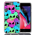 Apple iPhone 7/8 Plus Bright Rainbow Nightmare Skulls Spooky Season Halloween Design Double Layer Phone Case Cover