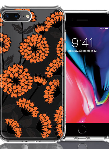 Apple iPhone 7/8 Plus Orange Chrysanthemum Flowers Design Double Layer Phone Case Cover