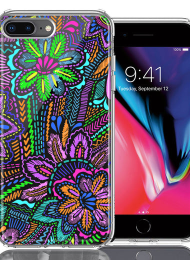 Apple iPhone 7/8 Plus Colorful Summer Flowers Doodle Art Design Double Layer Phone Case Cover