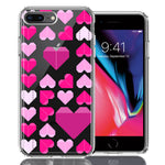 Apple iPhone 7/8 Plus Pink Purple Origami Valentine's Day Polkadot Hearts Design Double Layer Phone Case Cover