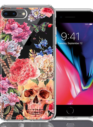 For Apple iPhone 6/7/8 Plus Indie Spring Peace Skull Feathers Floral Butterfly Flowers Phone Case Cover