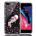 Apple iPhone 7/8 Plus Pink Dead Valentine Skull Frap Hearts If I had Feelings They'd Be For You Love Double Layer Phone Case Cover