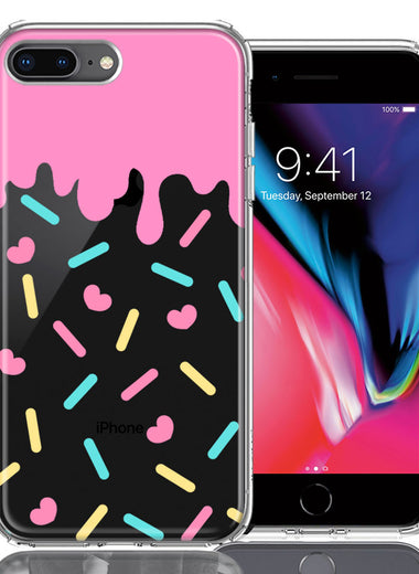 Apple iPhone 7/8 Plus Pink Drip Frosting Cute Heart Sprinkles Kawaii Cake Design Double Layer Phone Case Cover