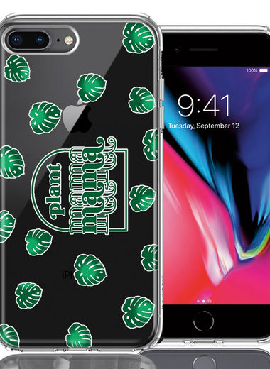Apple iPhone 7/8 Plus Plant Mama Houseplant Lover Monstera Tropical Leaf Green Design Double Layer Phone Case Cover