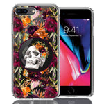 Apple iPhone 7/8 Plus Romance Is Dead Valentines Day Halloween Skull Floral Autumn Flowers Double Layer Phone Case Cover