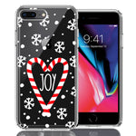 Apple iPhone 7/8 Plus Winter Joy Snow Peppermint Candy Cane Heart Festive Christmas Double Layer Phone Case Cover