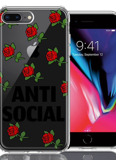 Apple iPhone 7/8 Plus Anti Social Roses Design Double Layer Phone Case Cover