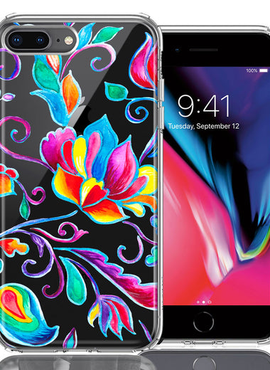 For Apple iPhone 6/7/8 Plus Bright Colors Rainbow Water Lilly Floral Phone Case Cover