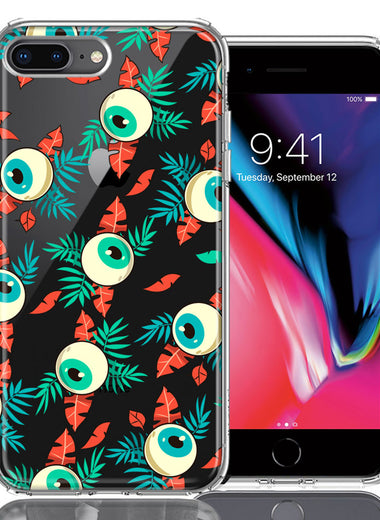Apple iPhone 7/8 Plus Halloween Creepy Tropical Eyeballs Design Double Layer Phone Case Cover