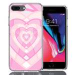 Apple iPhone 7/8 Plus Pink Gem Hearts Design Double Layer Phone Case Cover