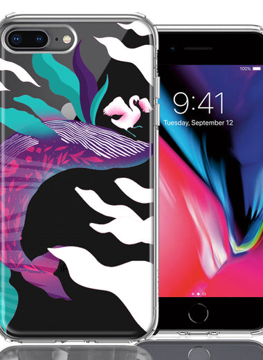 Apple iPhone 7/8 Plus Mystic Floral Whale Design Double Layer Phone Case Cover