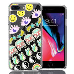 Apple iPhone 7/8 Plus 70's Yin Yang Hippie Happy Peace Stars Design Double Layer Phone Case Cover