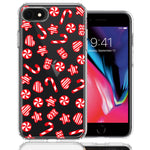 Apple iPhone 6/7/8/SE 2020/SE 3 2022 Christmas Winter Red White Peppermint Candies Swirls Candycanes Design Double Layer Phone Case Cover