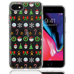 Apple iPhone 6/7/8/SE 2020/SE 3 2022 Classic Christmas Polka Dots Santa Snowman Reindeer Candy Cane Design Double Layer Phone Case Cover