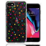 Apple iPhone 6/7/8/SE 2020/SE 3 2022 Colorful Nostalgic Vintage Christmas Holiday Winter String Lights Design Double Layer Phone Case Cover