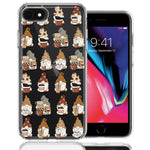 Apple iPhone 6/7/8/SE 2020/SE 3 2022 Cute Morning Coffee Lovers Gnomes Characters Drip Iced Latte Americano Espresso Brown Double Layer Phone Case Cover