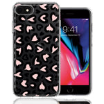 Apple iPhone 6/7/8/SE 2020/SE 3 2022 Cute Pink Leopard Print Hearts Valentines Day Love Double Layer Phone Case Cover