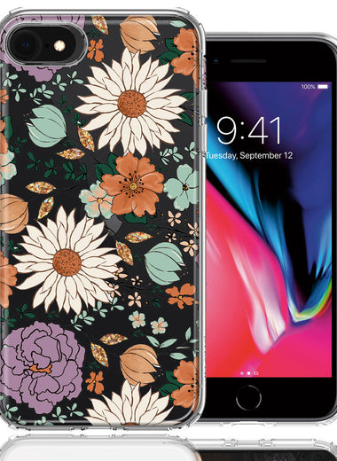 Apple iPhone 6/7/8/SE 2020/SE 3 2022 Feminine Classy Flowers Fall Toned Floral Wallpaper Style Double Layer Phone Case Cover