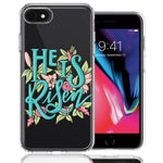 Apple iPhone 6/7/8/SE He Is Risen Text Easter Jesus Christian Flowers Double Layer Phone Case Cover