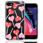 Apple iPhone 6/7/8/SE 2020/SE 3 2022 Heart Suckers Lollipop Valentines Day Candy Lovers Double Layer Phone Case Cover