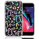 Apple iPhone 6/7/8/SE Leopard Easter Bunny Candy Colorful Rainbow Double Layer Phone Case Cover