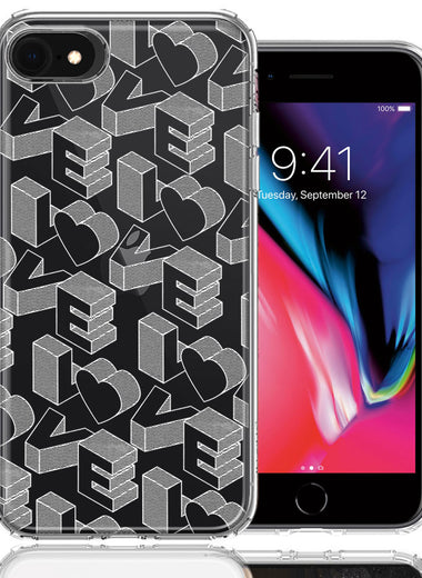 Apple iPhone 6/7/8/SE 3D Love Letters Hearts Valentine's Day Double Layer Phone Case Cover