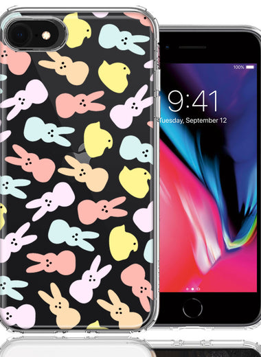 Apple iPhone 6/7/8/SE Pastel Easter Polkadots Bunny Chick Candies Double Layer Phone Case Cover
