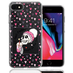 Apple iPhone 6/7/8/SE 2020/SE 3 2022 Pink Dead Valentine Skull Frap Hearts If I had Feelings They'd Be For You Love Double Layer Phone Case Cover