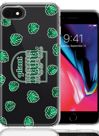 Apple iPhone 6/7/8/SE 2020/SE 3 2022 Plant Mama Houseplant Lover Monstera Tropical Leaf Green Design Double Layer Phone Case Cover