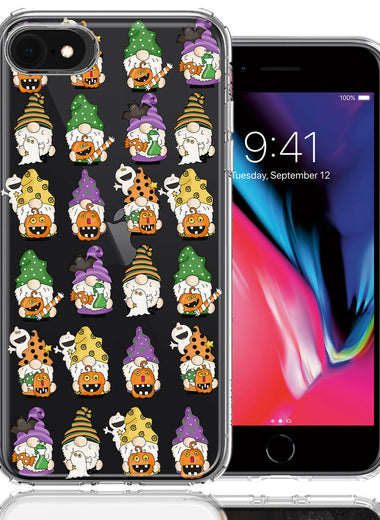Apple iPhone 6/7/8/SE 2020/SE 3 2022 Spooky Halloween Gnomes Cute Characters Holiday Seasonal Pumpkins Candy Ghosts Double Layer Phone Case Cover