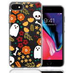 Apple iPhone 6/7/8/SE 2020/SE 3 2022 Spooky Season Fall Autumn Flowers Ghosts Skulls Halloween Double Layer Phone Case Cover
