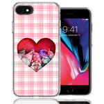 Apple iPhone 6/7/8/SE Valentine's Day Garden Gnomes Heart Love Pink Plaid Double Layer Phone Case Cover