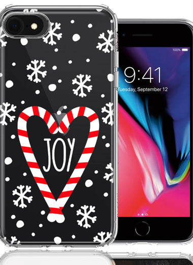 Apple iPhone 6/7/8/SE 2020/SE 3 2022 Winter Joy Snow Peppermint Candy Cane Heart Festive Christmas Double Layer Phone Case Cover