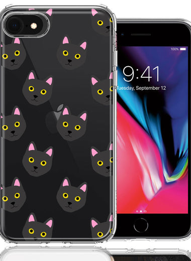 Apple iPhone 6/7/8/SE Black Cat Polkadots Design Double Layer Phone Case Cover