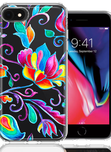 For Apple iPhone 7/8/SE 2020/SE 3 2022 Bright Colors Rainbow Water Lilly Floral Phone Case Cover